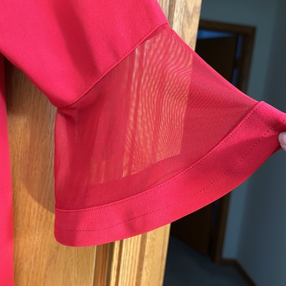 Plus size Red mesh flare sleeve party dress NWT -16 - Picture 4 of 5